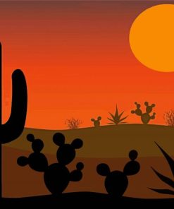 Aesthetic Cactus Sunset Paint By Number