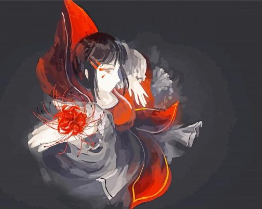 Anime Girl With Red Spider Lily Art Paint By Number