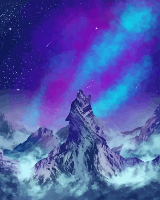 Aurora Wolf Mountain Paint By Number