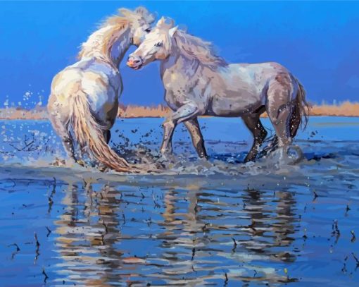 Beautiful Horses In River Paint By Number