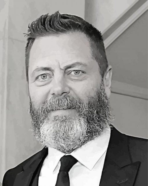 Black And White Nick Offerman Paint By Number