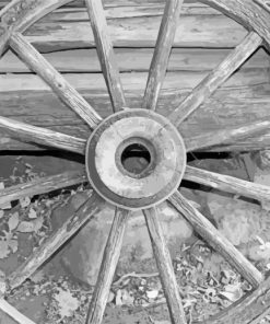 Black And White Old Wagon Wheel Paint By Number