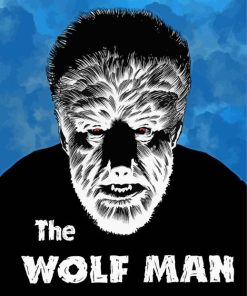 Black And White The Wolf Man Poster Paint By Number