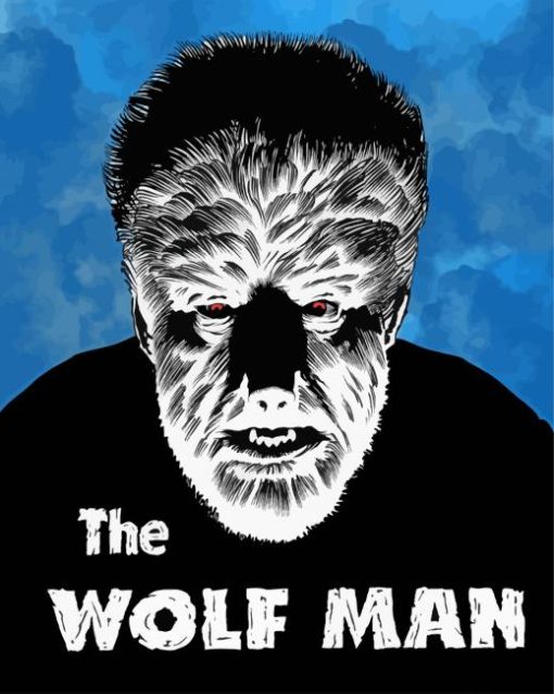 Black And White The Wolf Man Poster Paint By Number