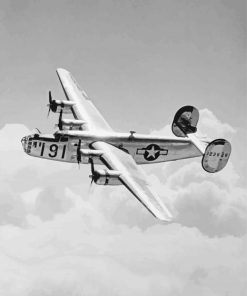 Black And White Bomber B 24 Liberator Paint By Number