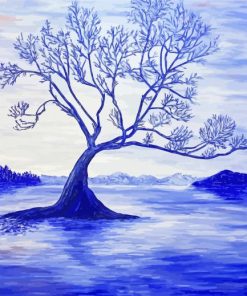 Blue Tree In Lake Paint By Number