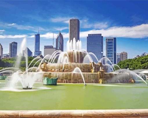 Buckingham Fountain Chicago Paint By Number