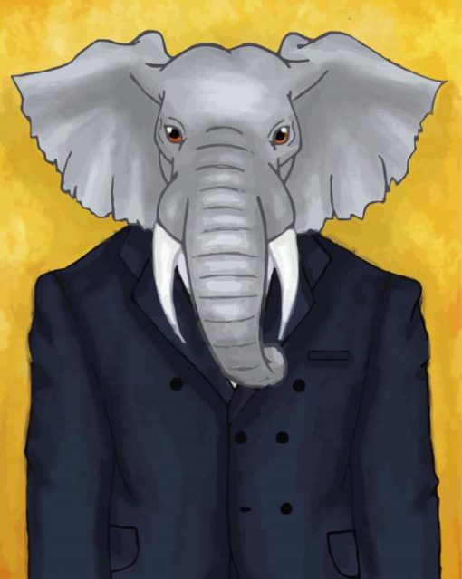 Classy Elephant In Suit Paint By Number