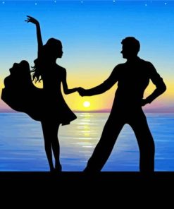 Couple Dancing On The Beach Silhouette Paint By Number