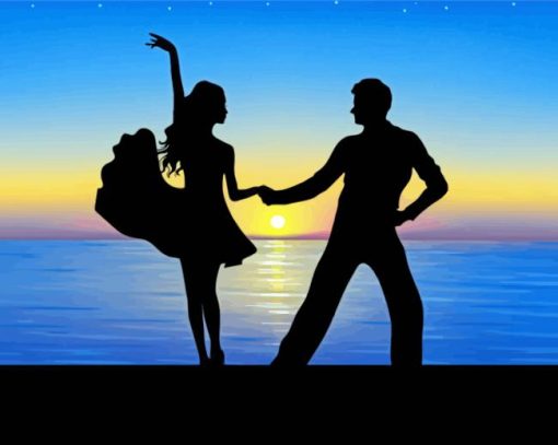 Couple Dancing On The Beach Silhouette Paint By Number