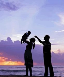 Cute Family Beach Silhouette Paint By Number