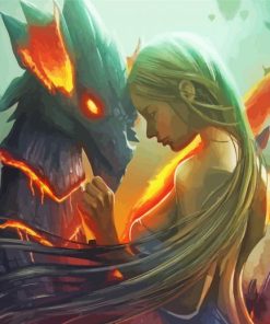 Fire Dragon And Woman Paint By Number