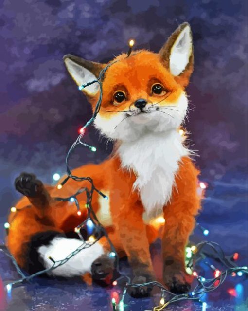 Fox Wrapped In Lights Paint By Number