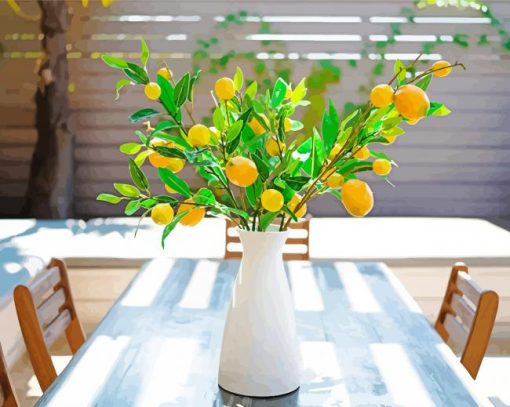 Fresh Lemons In Vase Paint By Number