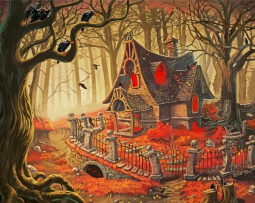 Halloween Forest Fantasy House Paint By Number