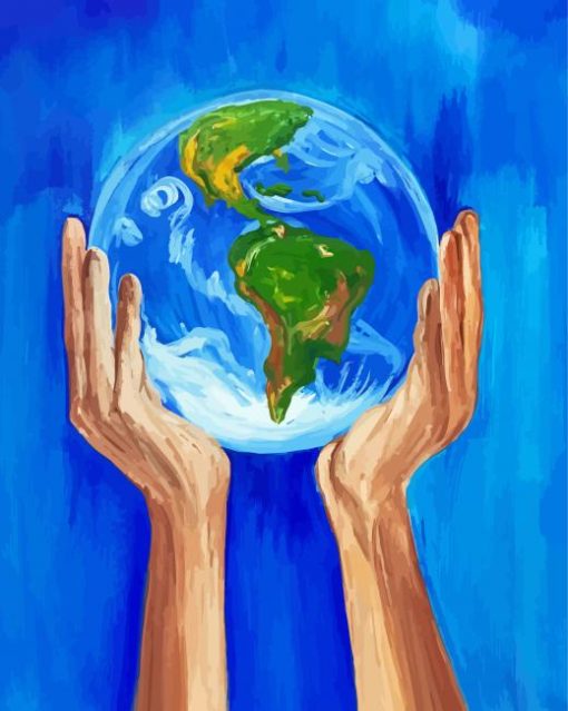 Hands Holding The World Art Paint By Number