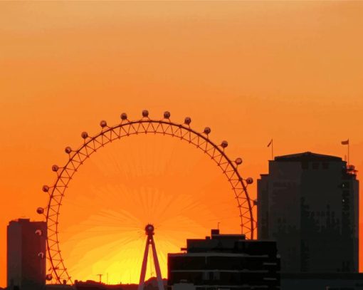 London Eye Sunset Silhouette Paint By Number