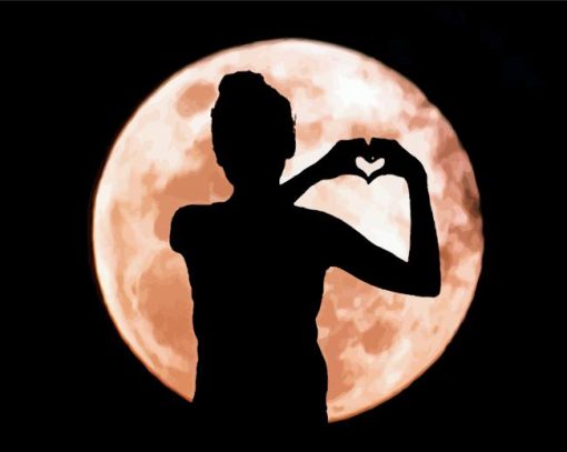 Lovely Moon Girl Silhouette Paint By Number