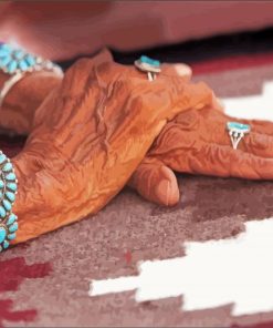 Old Hands With Jewelry Turquoise Paint By Number