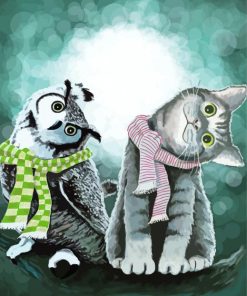 Owl And Cat Art Paint By Number