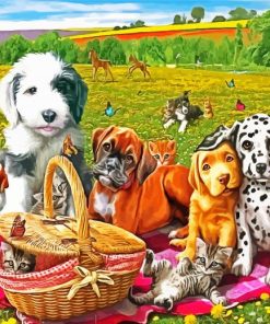 Picnic Dogs And Kittens Paint By Number