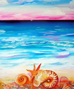 Seashells On Beach Art Paint By Number