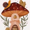 Snail On Retro Mushrooms Paint By Number