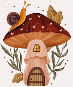 Snail On Retro Mushrooms Paint By Number