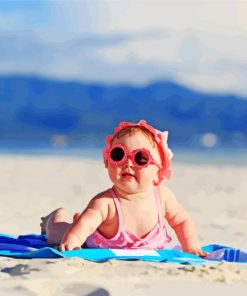 Summer Baby Girls At Beach Paint By Number