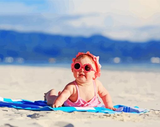 Summer Baby Girls At Beach Paint By Number