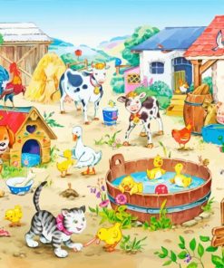 Summer Farm With Animals Paint By Number