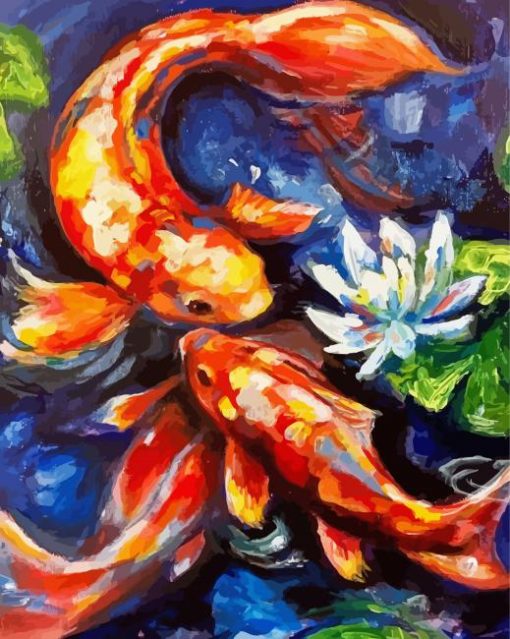 Abstract Koi Fish Illustartion Paint By Number