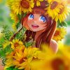 Aesthetic Sunflower Anime Girl Paint By Number