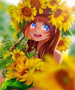 Aesthetic Sunflower Anime Girl Paint By Number