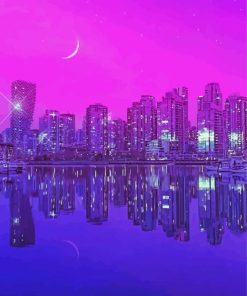 Anime City Water Reflection Paint By Number