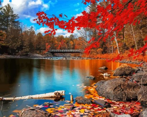 Autumn Lake Landscape Paint By Number