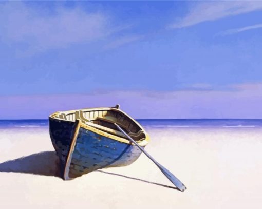 Beach With Row Boat Art Paint By Number