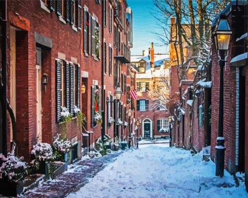 Boston Beacon Hill In Winter Paint By Number