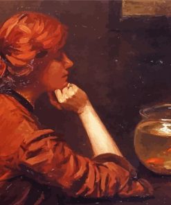 Lady And Goldfish Bowl Paint By Number