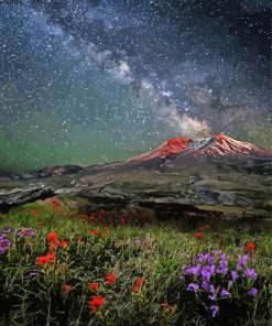 Mount St Helens At Night Paint By Number