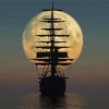 Sailing Ship Moon Silhouette Paint By Number