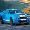 White And Blue Mustang Sport Car Paint By Number