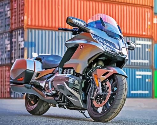 Aesthetic Grey Honda Gold Wing Motorcycl Paint By Number