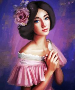 Beautiful Pink Lady In Dress Paint By Number