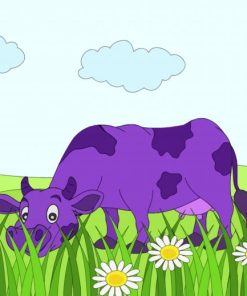 Cartoon Purple Cow Paint By Number