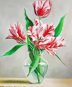 Parrot Tulip In Glass Vase Paint By Number