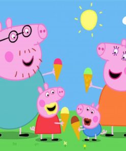 Pig Family Eating Ice Cream Paint By Number