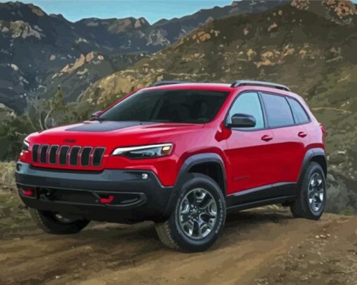 Red Jeep Cherokee Paint By Number