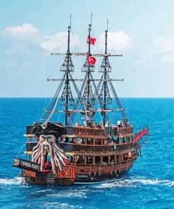 Turkish Pirate Ship In Water Paint By Number