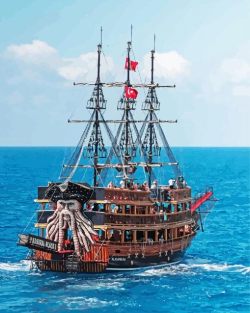 Turkish Pirate Ship In Water Paint By Number